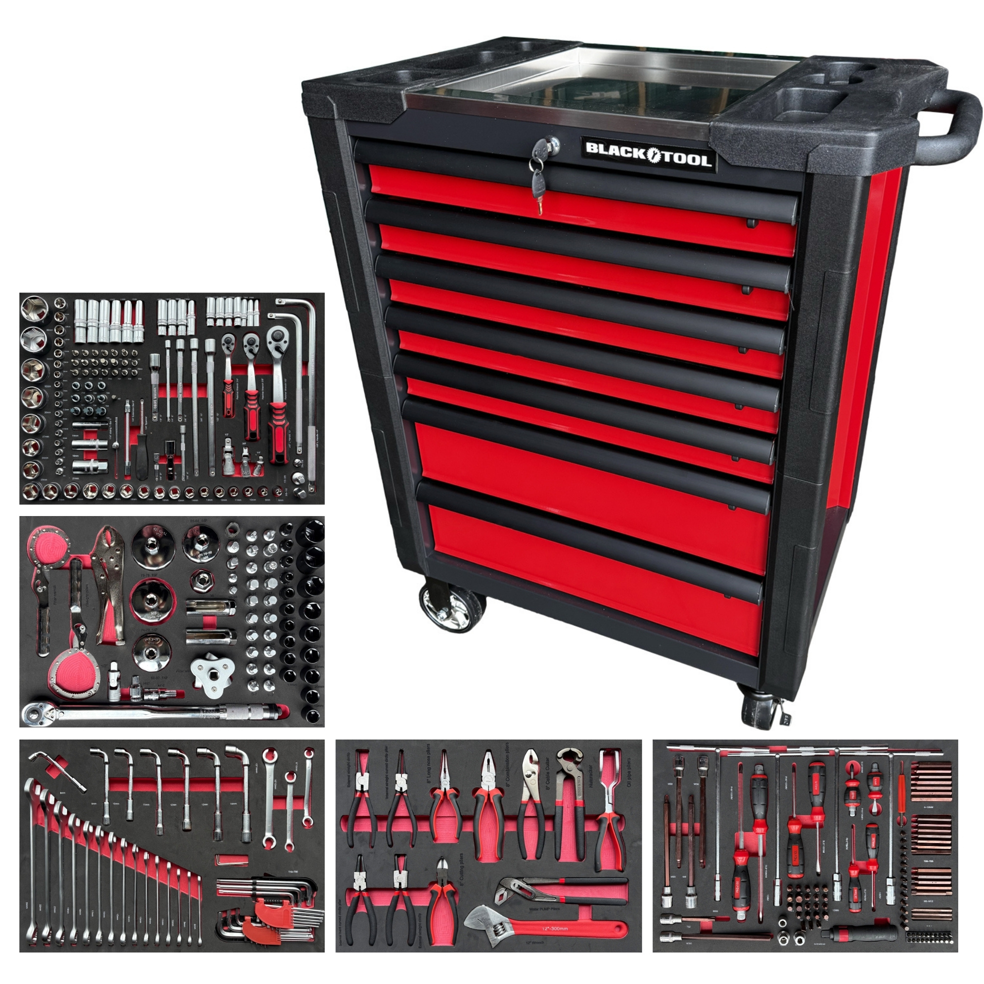 BL-5008 - Blacktool Dielenský vozík s náradím, 7 zásuviek (3)